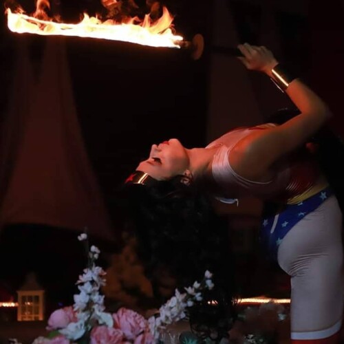Wonder Woman with fire sword