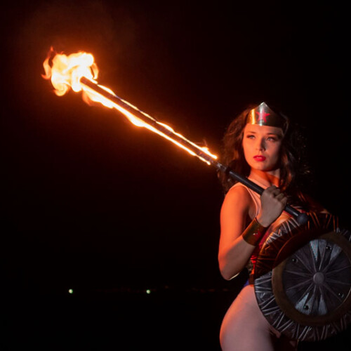 Wonder Woman with fire sword