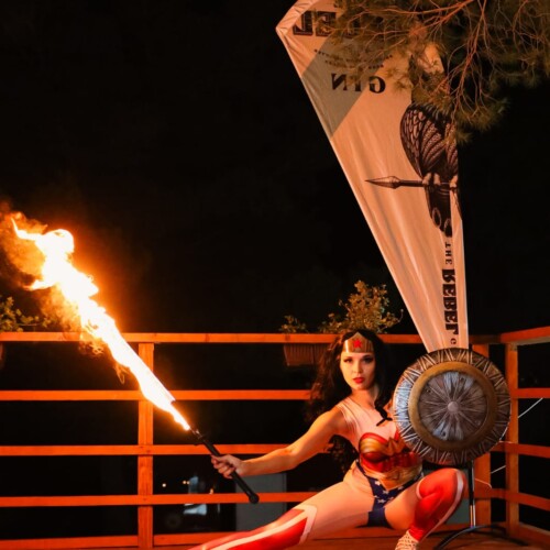 Wonder Woman with fire sword