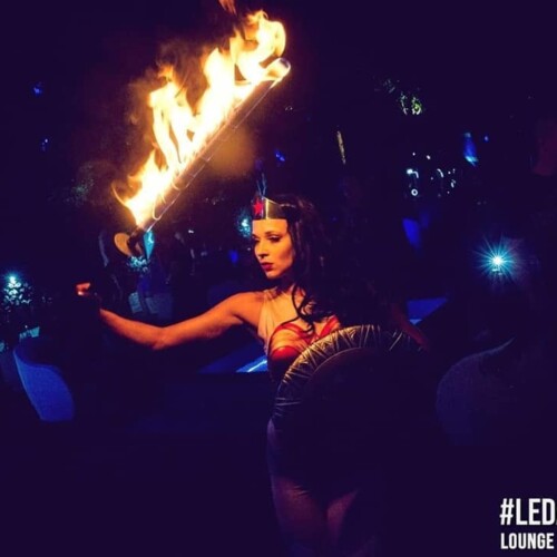 Wonder Woman with fire sword