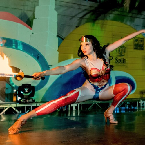 Wonder Woman with fire sword
