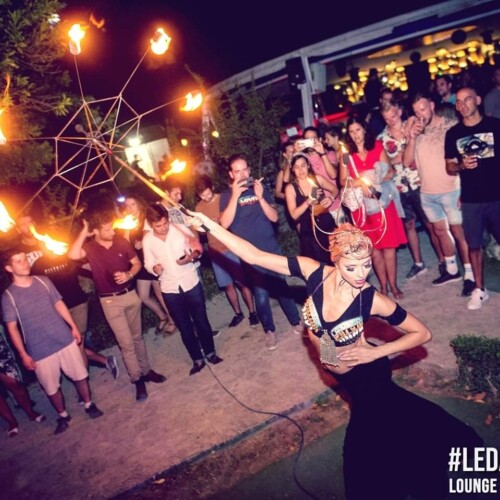 Princess hestia with fire crown, fire sirt, candles and fire umbrella